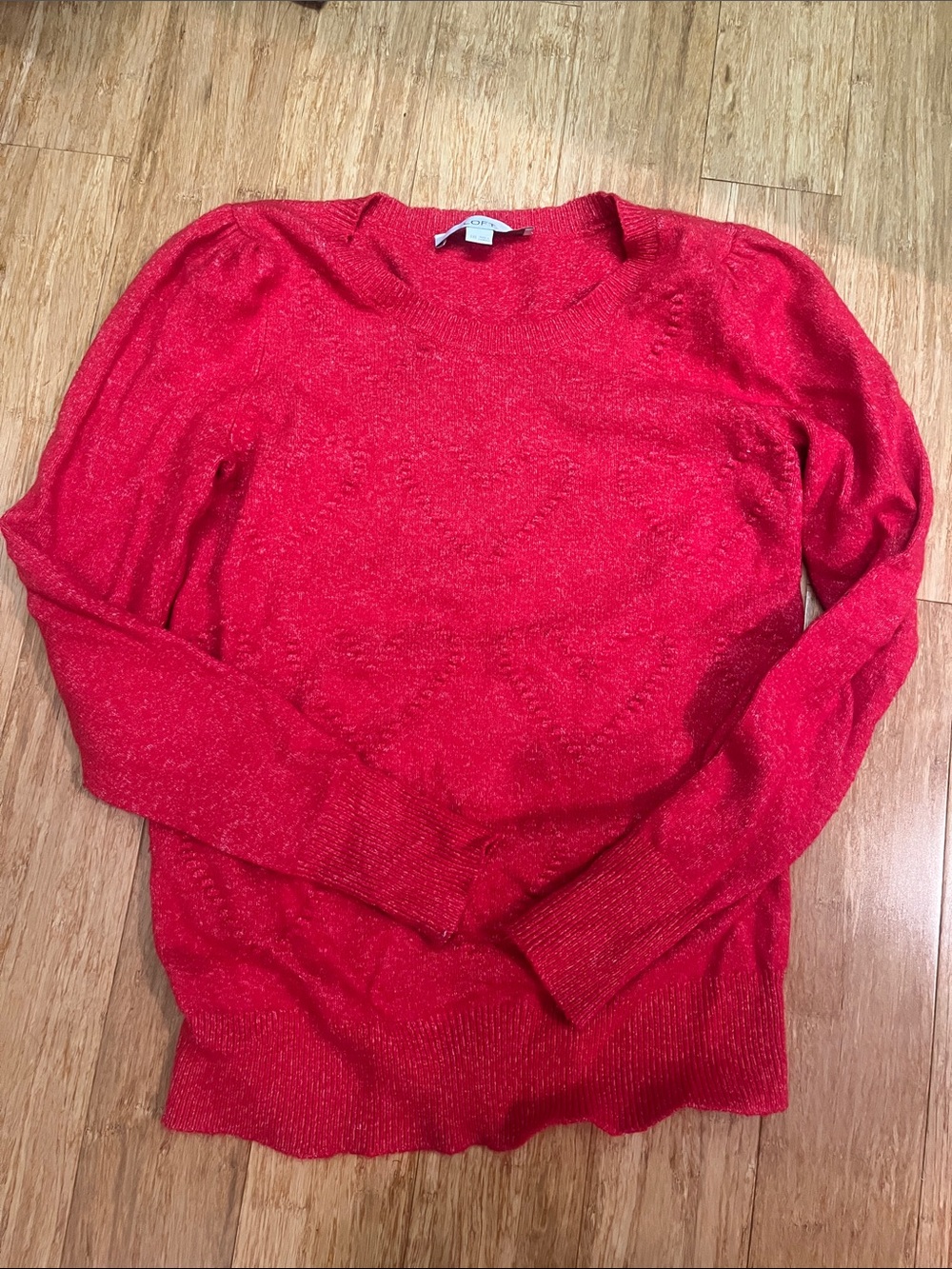 LOFT Red Crewneck Sweater with heart pattern